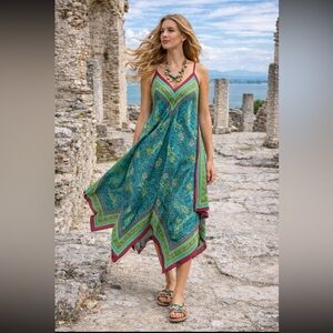 100% Silk! Rare!!! Anthropologie Holding Horses Handkerchief Hem size XS/S.